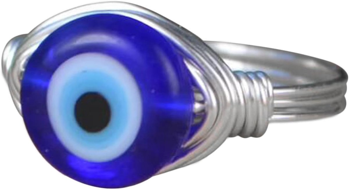 Gewikkeld boze oog ring | Koperen boze oogringen voor mannen | Ring Zilver Goud Koper Blue Eye Ring Voor Mannen Verjaardagscadeautjes Plated Statement Ringen