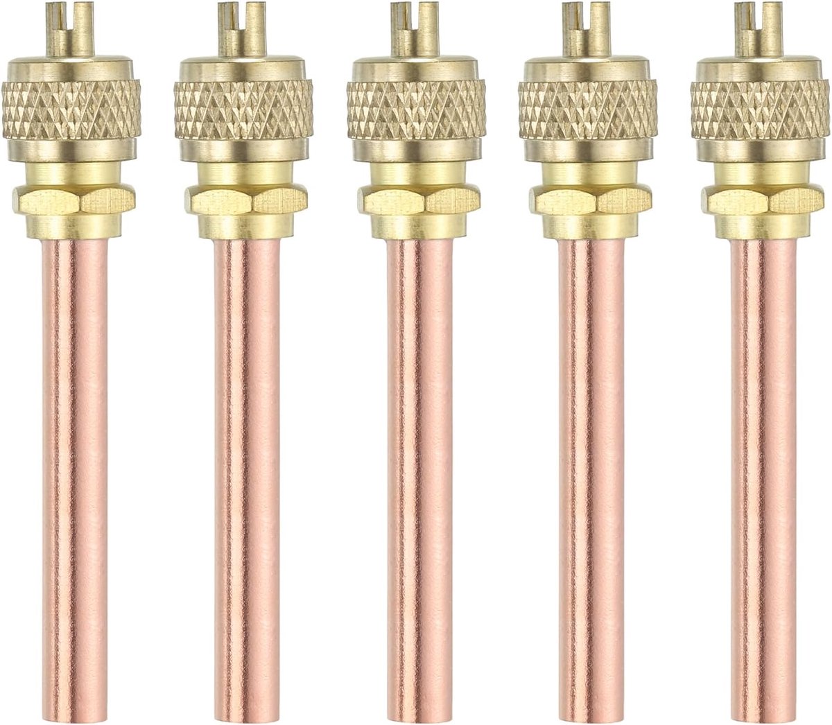 5 Stks Service Toegang Kraan, 1/4" OD x 2.68" Lengte Messing Koperen Naald Vulkraan voor HVAC-Systemen Reparatie
