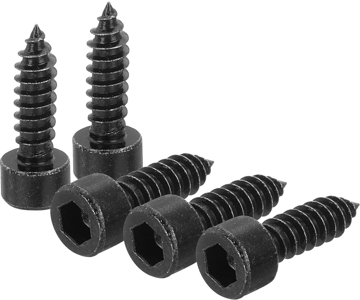 M6 zeskantige plaatschroef, 50 stuks M6 x 20 mm, roestvrij staal 304, zelftappende schroeven met zeskantkop, zeskantaandrijving, zelftappende punt - zwart