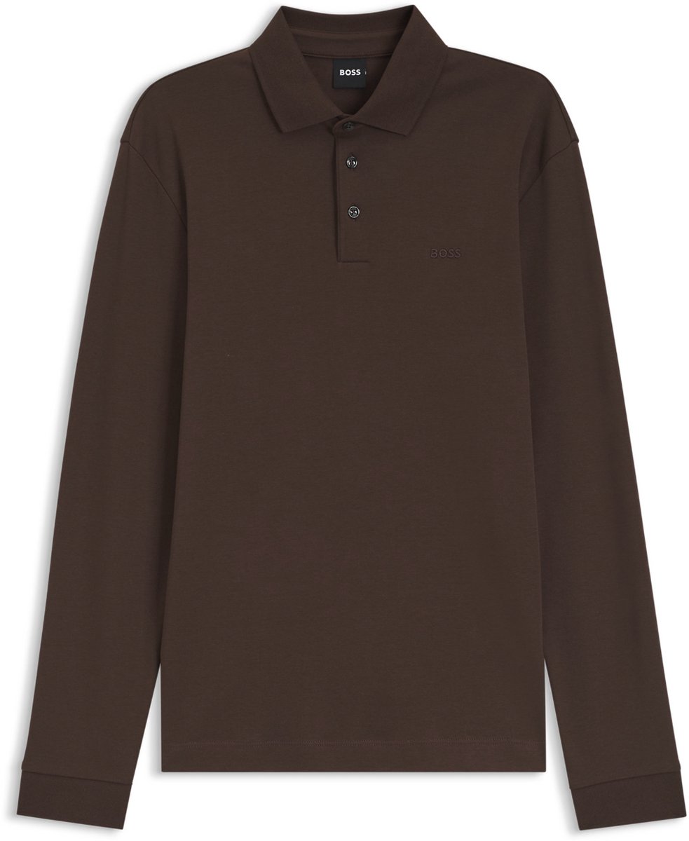 HUGO BOSS Black Longsleeve Polo Interlock Dark Brown (50468392 - 209)