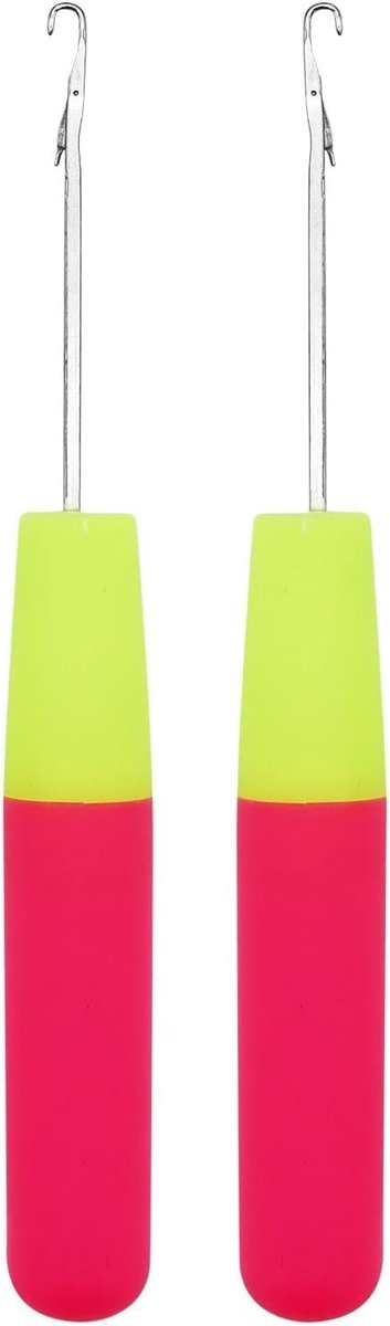 2 stuks Latch Hook, Latch haaknaald, knoopnaald, haarhaaknaald, haarverlenging, naald, kleurrijke knopnaald, haarhaaknaald, voor doe-het-zelven, knutselen, vlechten