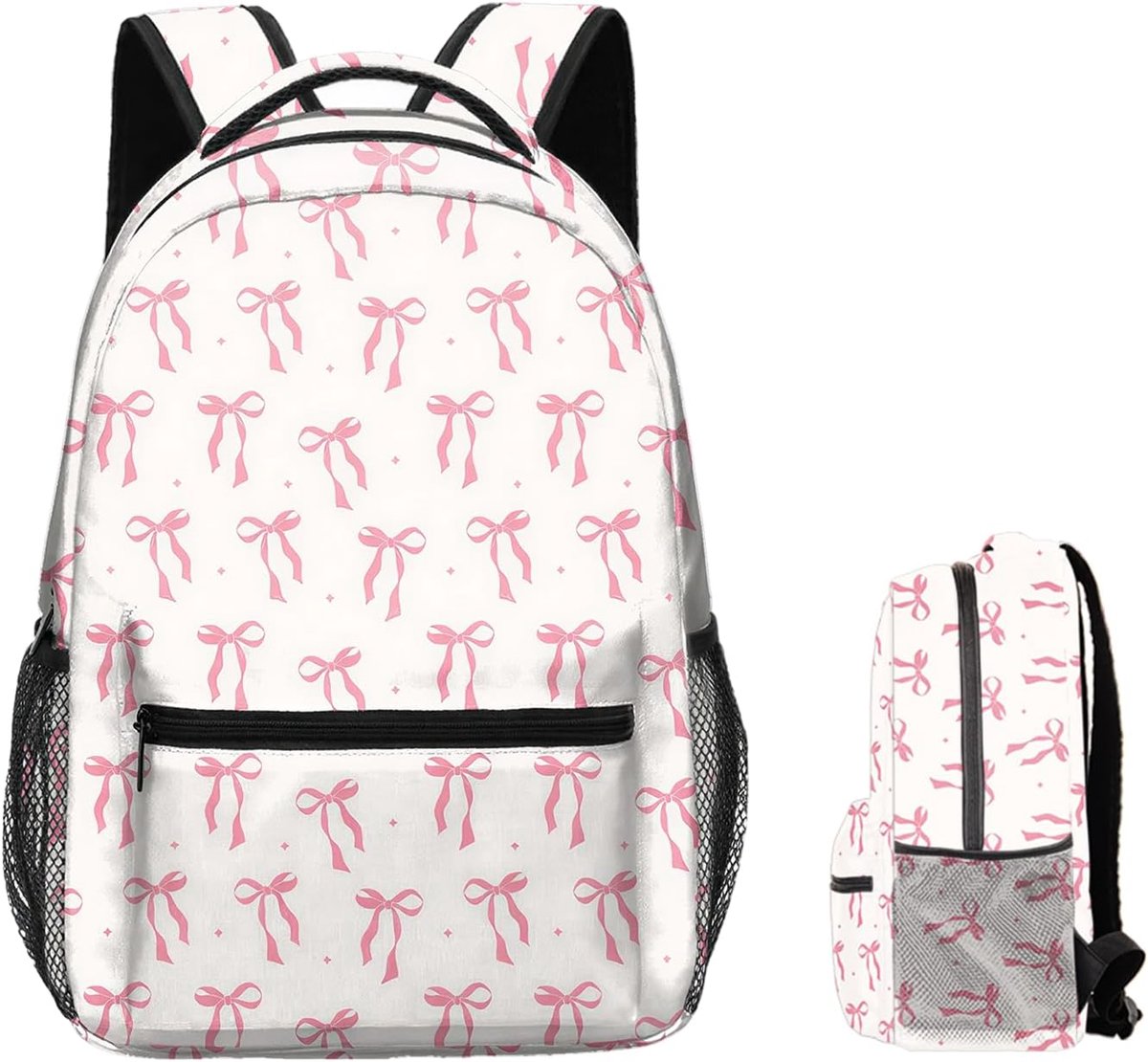 Meisjes strikken spullen reizen rugzak dames kinderen rugzak waterdicht roze strik schooltas lichtgewicht polyester dagrugzak met netvakken esthetische schooltassen voor werk reizen
