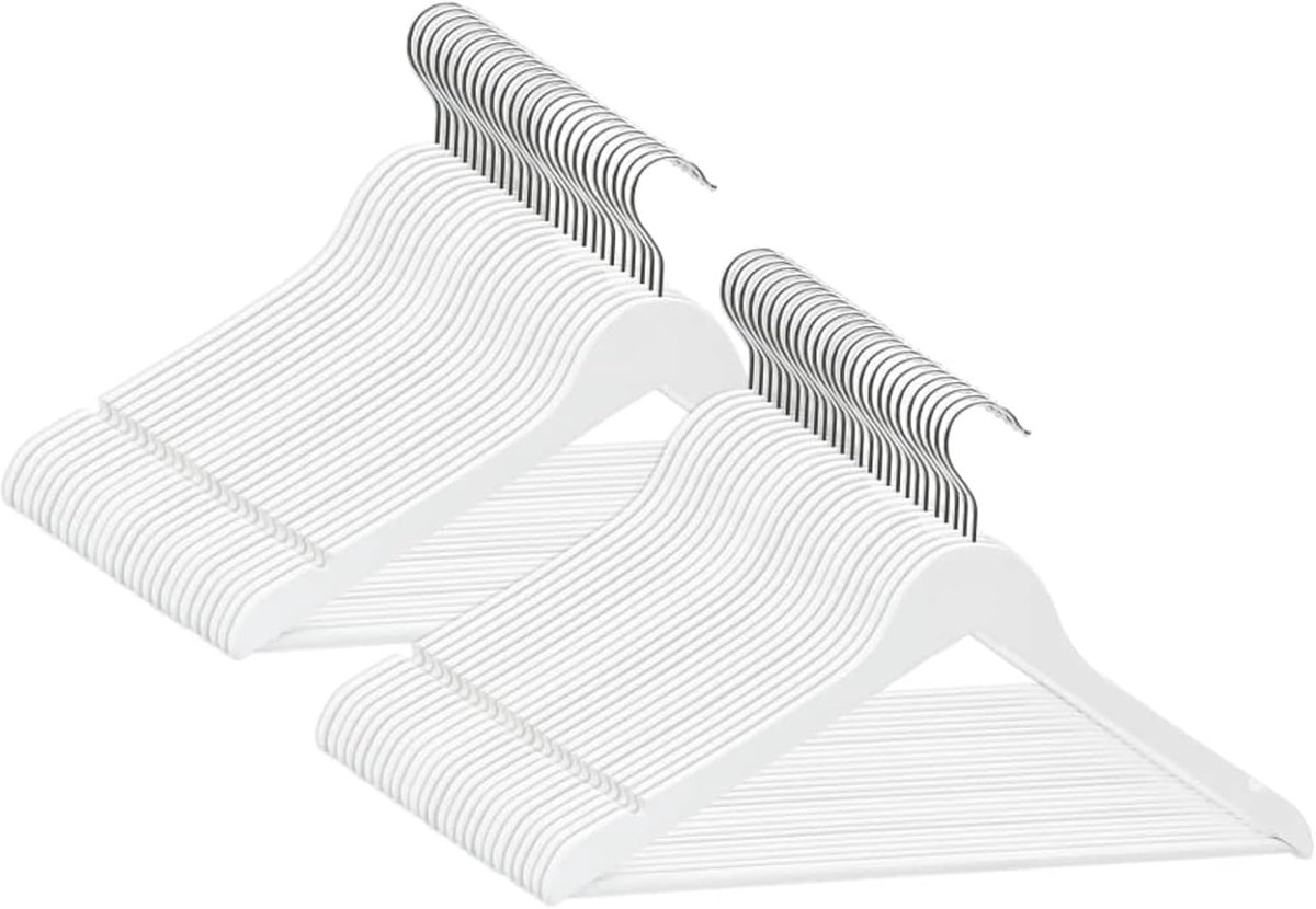 50 stuks kleerhangerset, antislip, wit, massief hout, meubels voor huis, binnen, buiten, woonkamer, slaapkamer