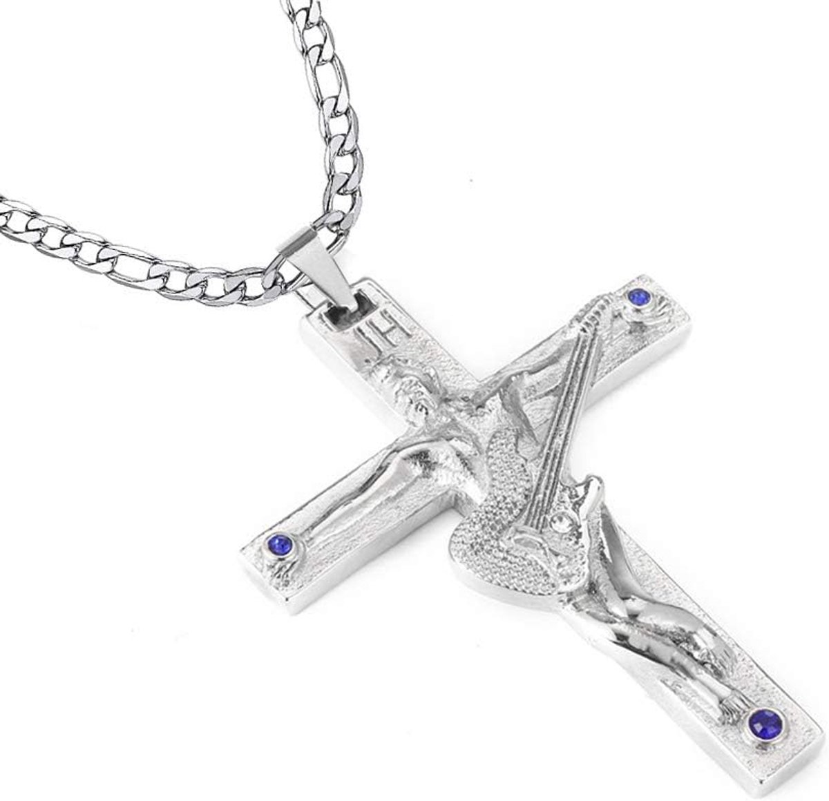 Johnny Hallyday Hanger Ketting Ketting Johnny Gitaar Handtekening Metalen Zilver Vrouw Man Gift, Roestvrij staal, Stras