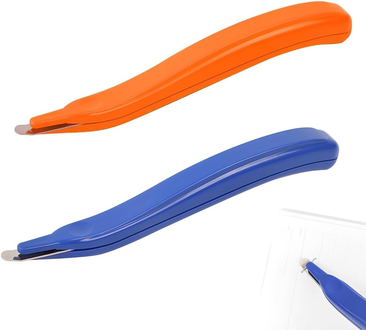 Magnetisch, professionele nietjesverwijderaar met magnetische punt, voor kantoor, school en thuis, blauw en oranje, 2 stuks
