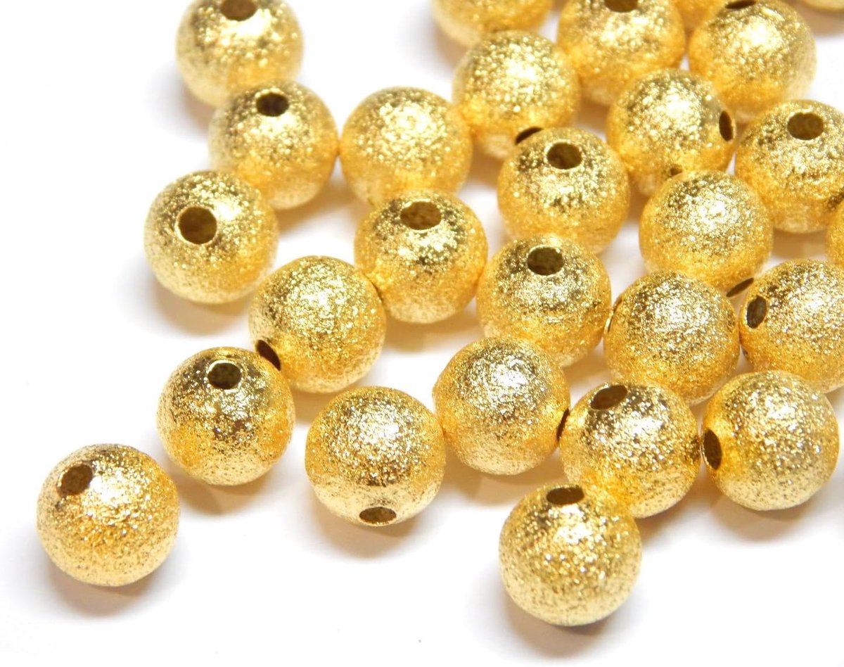 Kralen, sterstofkralen, metalen sterstofkralen, 4/6/8 mm, ronde spacer tussen parels (goud, 50 stuks, 4 mm)