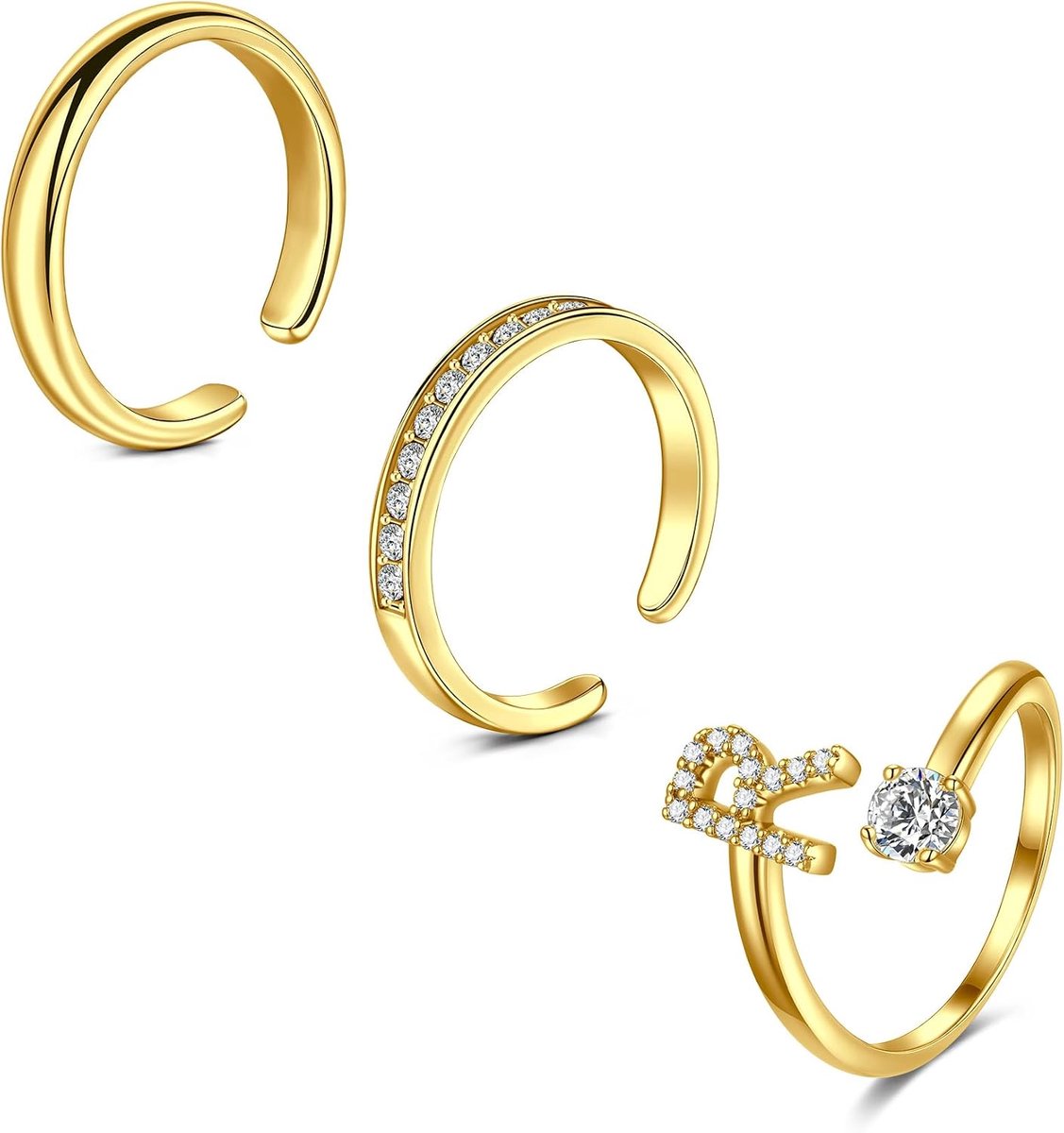 Teenringen voor vrouwen en meisjes, verstelbare open teenringen, zilvergoud, staart, ring, vingerringen, knokkelring