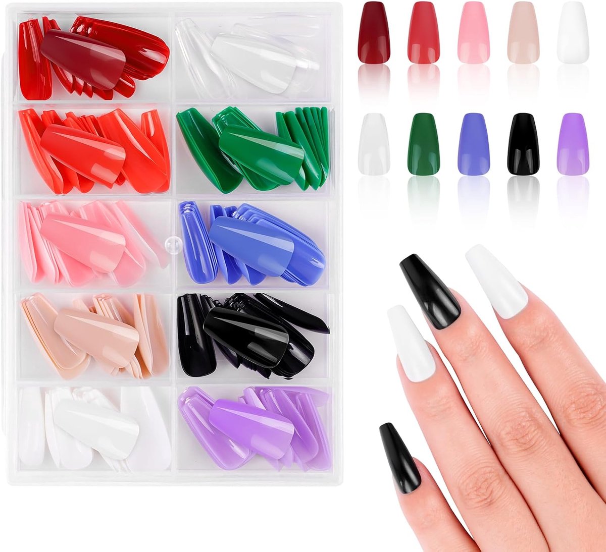 Doodskopnageltips, 120 stuks valse nageltips, zachte gel tips, kunstgel, halve matte nagels, voor nagelverlenging en nail art, doe-het-zelf nagelstudio thuis (10 kleuren)