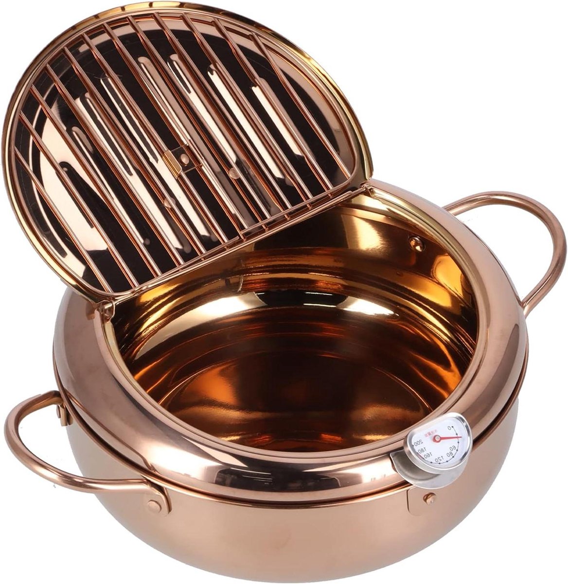 Frituurpan - Koekenpan - Thuis Frituren - Met Thermometer - 32 Liter - Roségoud