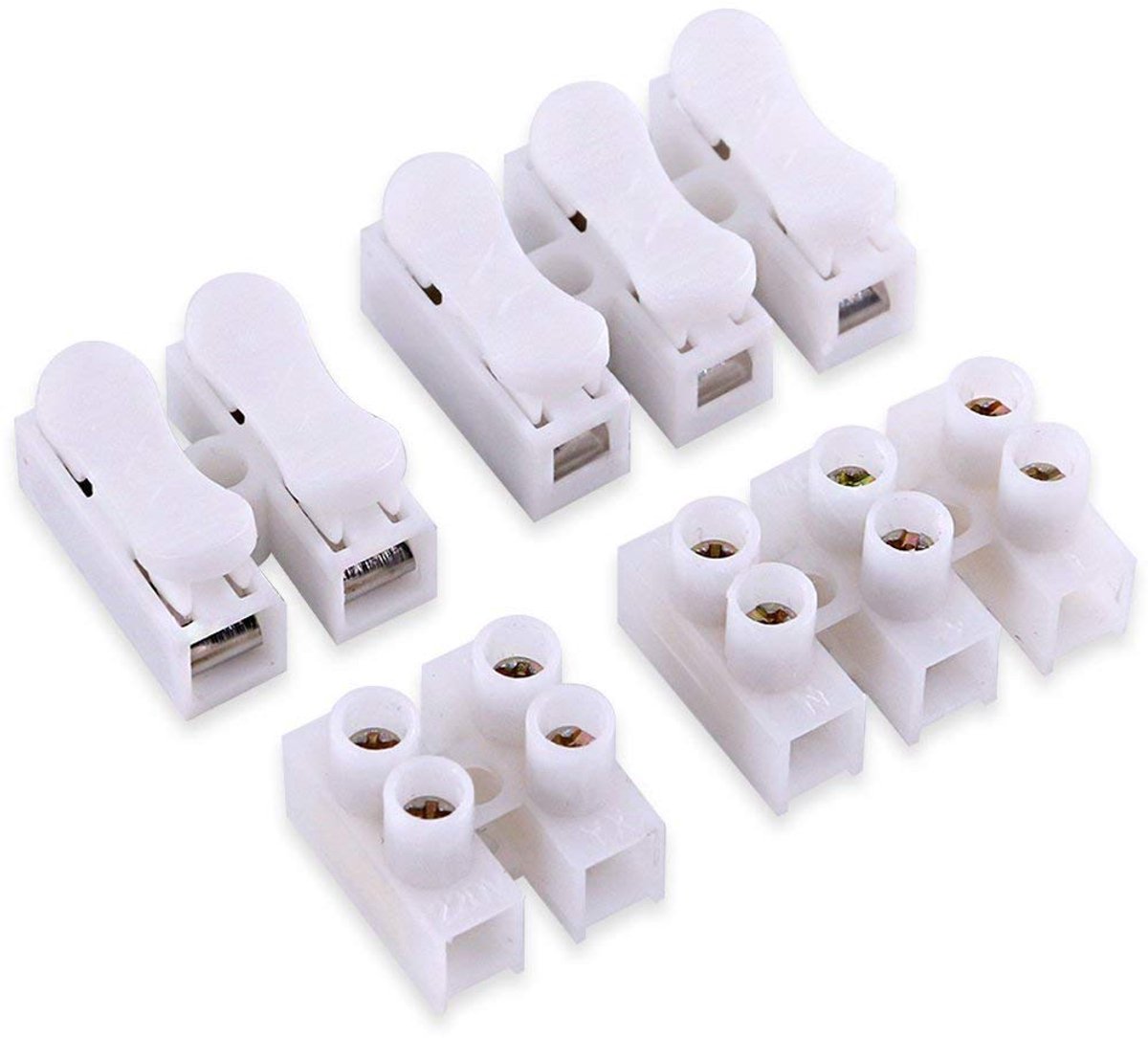 60 stuks 2P veerdraadconnectoren, elektrische kabelklem klemmenblokconnector, LED-strip lichtdraadaansluiting (CH2 CH3) 4 stijlen