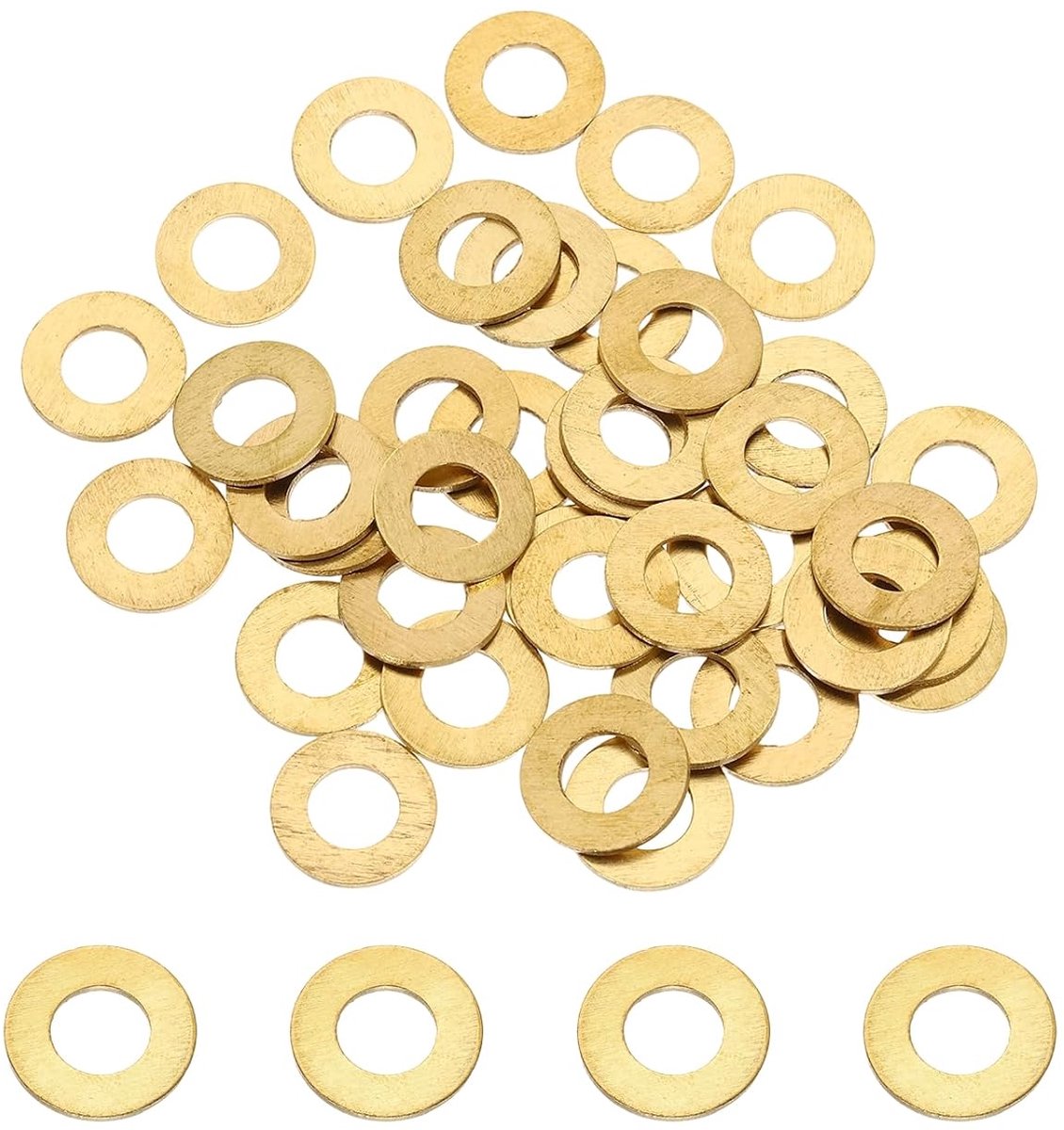 Platte sluitringen, M8 x 16 x 1 mm, 56 stuks, messing afdichtingen voor auto-ontwateringsstop, platte ringen, olieafstandhouders voor kranen, tuinschroeven, slangen, goud