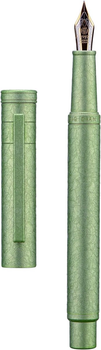 1851 Forest Vulpen Applegreen Ice Flower, fijne penpunt klassiek ontwerp met converter en metalen pennenetui