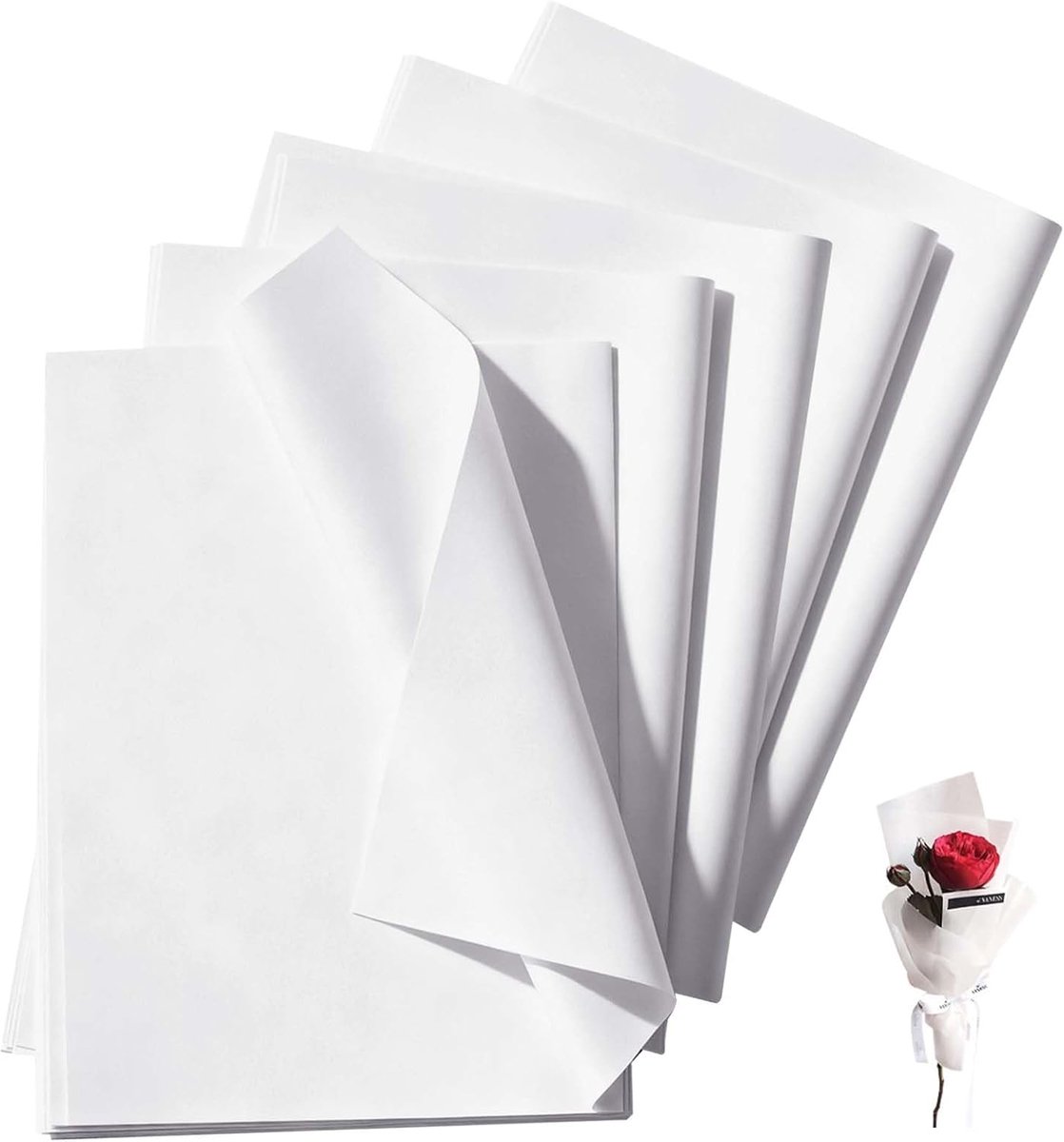 Zijdepapier, wit, 50 x 70 cm, cadeaupapier | Zijdepapier om in te pakken, zijdepapier voor geschenkverpakkingen, kunsthandwerk, vulstof bloemen