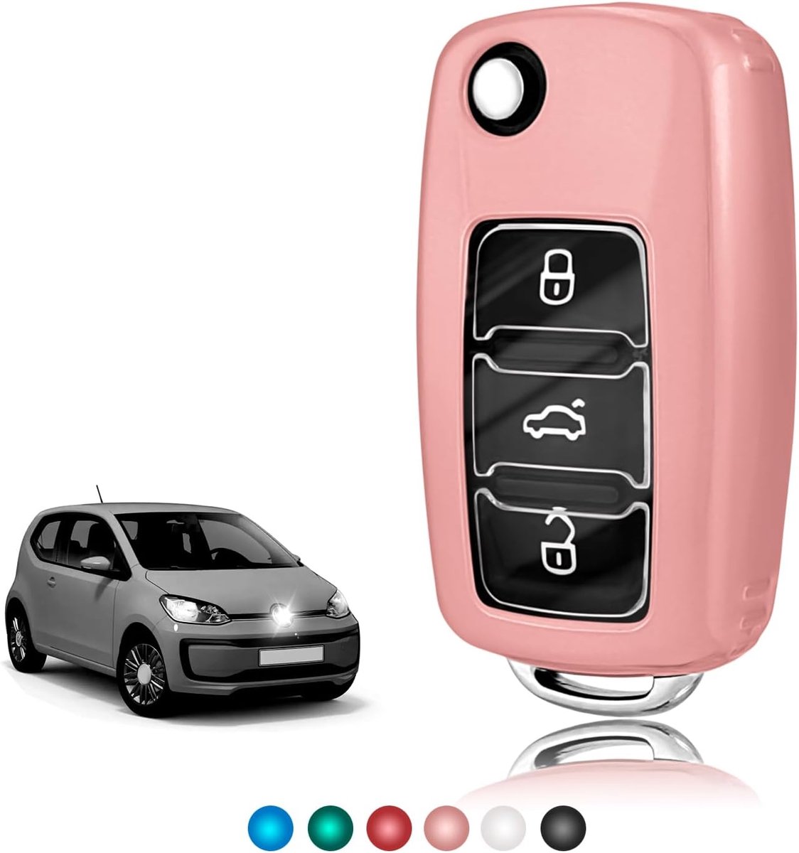 Sleutelhoes TPU Glanzend Transparant, Autosleutelhoes Sleutel Cover Geschikt voor VW Volkswagen Golf 4/5/6 Multivan T5 Polo Up Caddy Beetle Sharan Jetta Bora Seat Ibiza Skoda Fabia