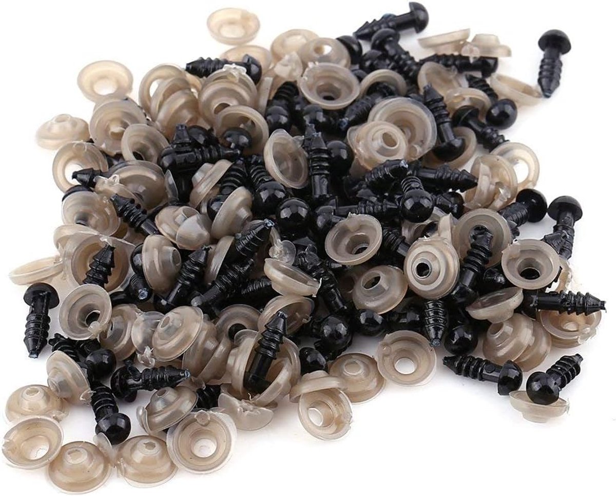 Ogen voor dieren, gehaakte ogen, kunststof ogen voor handpoppen, teddybeer, 6/9/10/12 mm, optionele haakogen (6 mm)