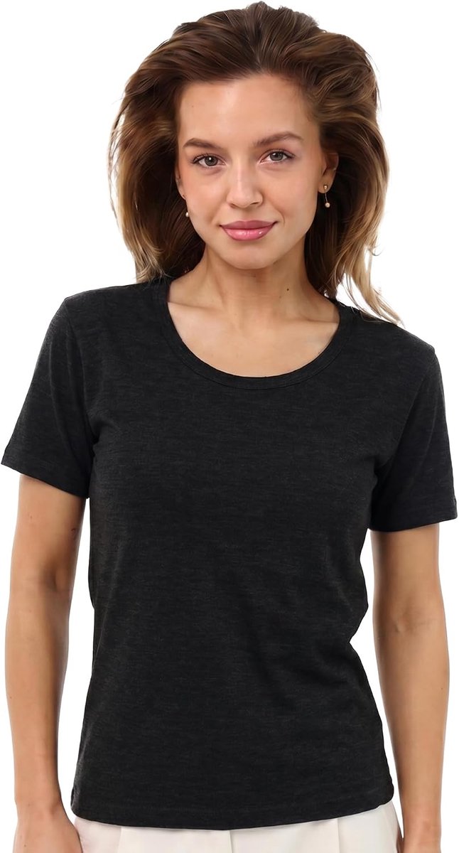 Merinowol Shirt Dames - 100% Merinowol Basislaag Dames Korte Mouw T-shirt | Licht en ademend T-shirt, natuurlijk geurbestendig, zacht, ideaal voor wandelen, reizen, dagelijks gebruik