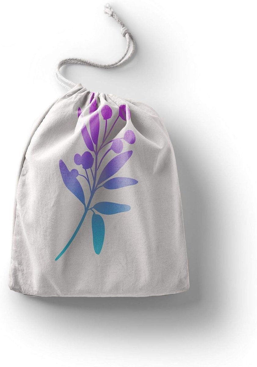 Jardin du Lin Bedrukte katoenen tassen met trekkoord, boodschappentas, tas, stoffen tas, groententas, herbruikbaar, milieuvriendelijk, multifunctioneel, opvouwbaar, maat: 20 x 30 cm