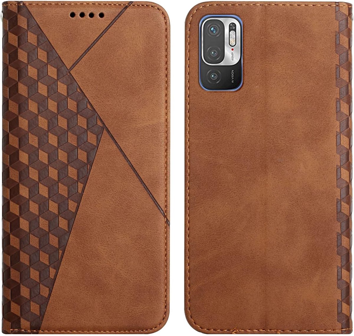 Case Compatibel met Xiaomi Redmi Note 10 5G / 10T 5G / Poco M3 Pro 5G, Flip case lederen portemonnee-hoes met standaard en voor Xiaomi Redmi Note 10 5G / 10T 5G / Poco M3 Pro 5G（Bruin）