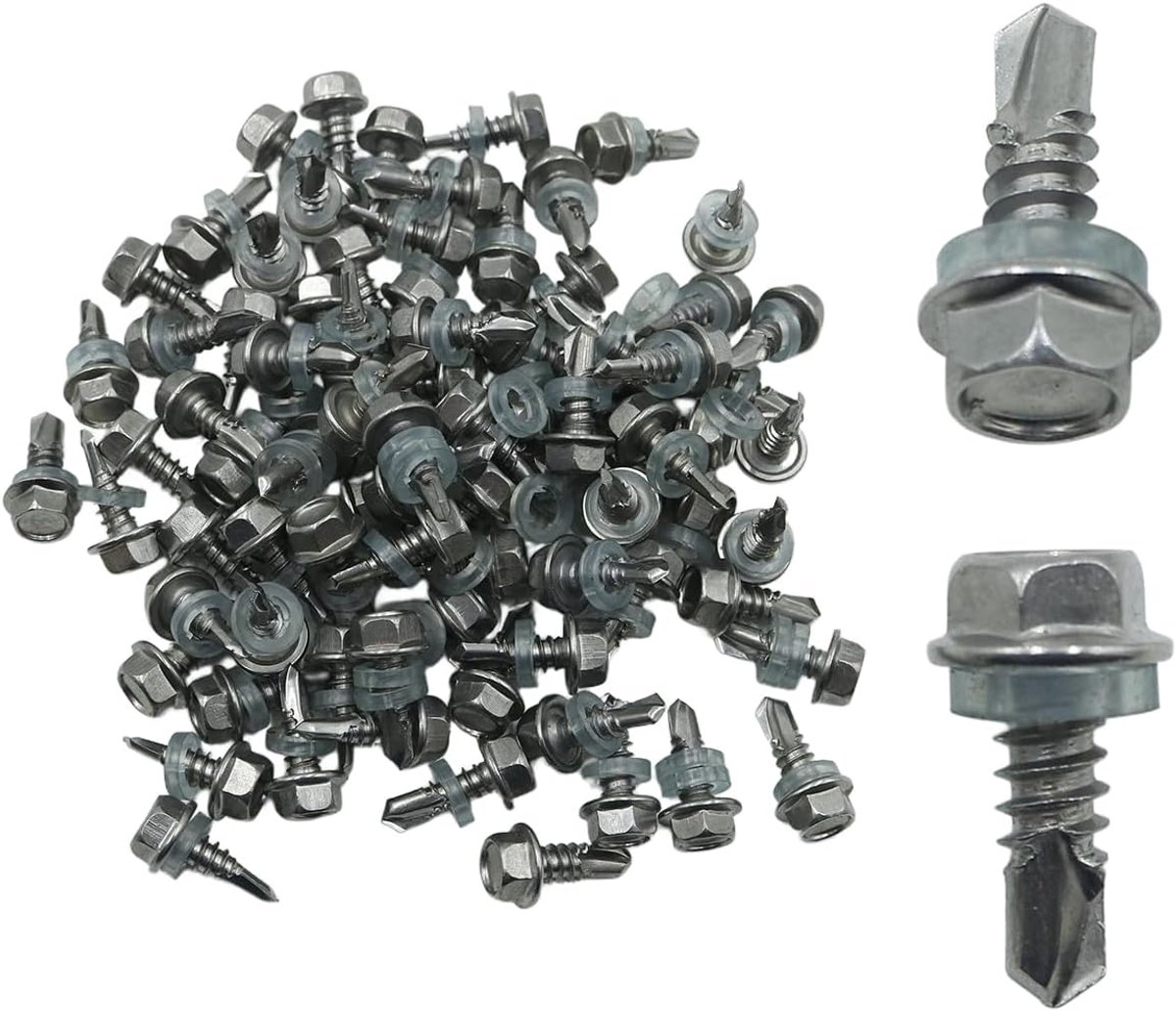80 STKS M6.3x19Mm Rvs Hex Wasmachine Hoofd Zelf BoorSchroef Corrosiebestendig Voor Metalen Dakbedekking Outdoor Hout Bevestiging