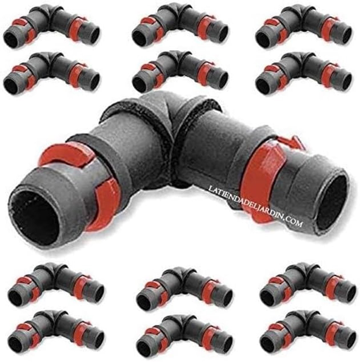 25 x Druppelboog 16 mm met veiligheidsring - buisschroefverbinding Ø 16 mm - zwart