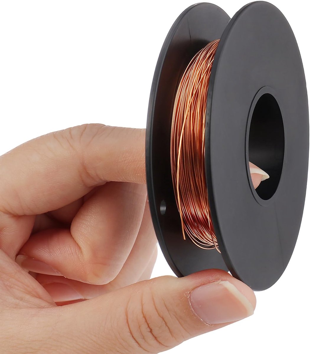 Koperdraad, 0,6 mm x 100 m koperlakdraad, 99,9% zuiver koperdraadspoel, T2 magneetdraad voor elektrotechniek, handwerk, lassen en doe-het-zelf