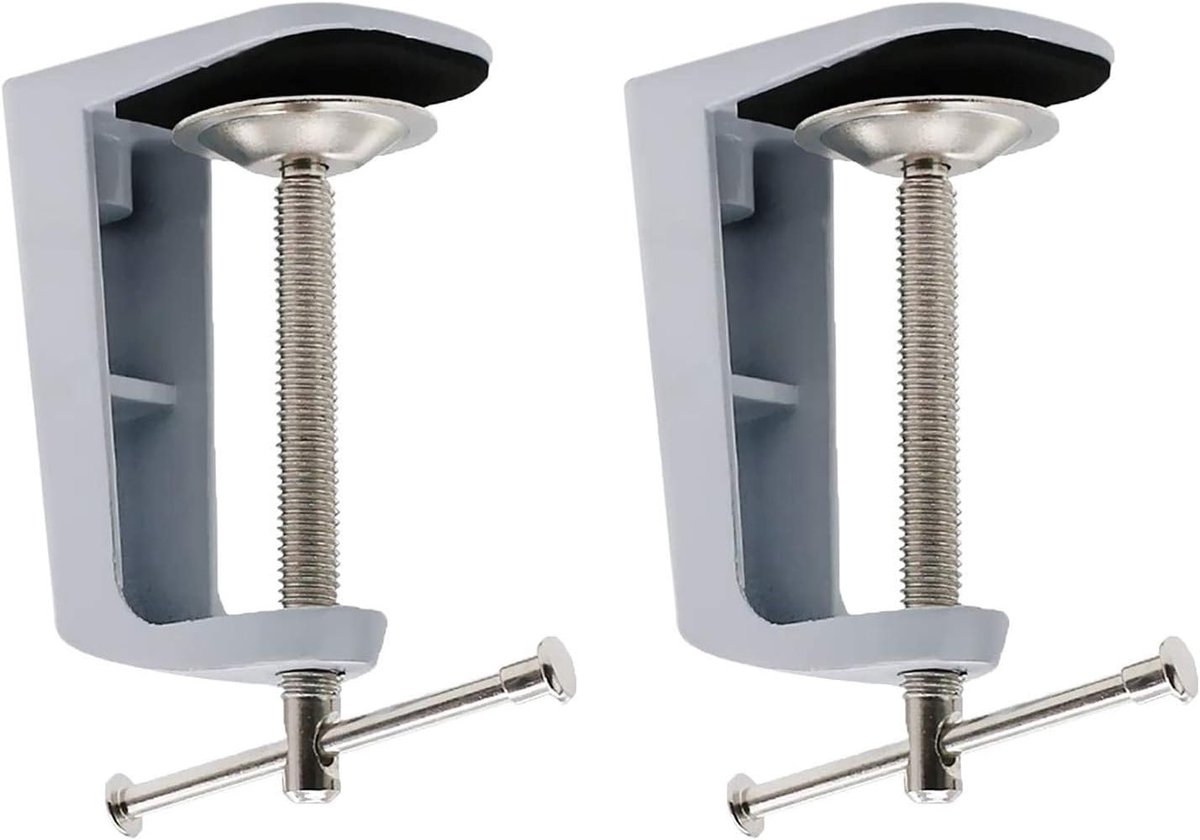 2 stks Verstelbare 0-56mm/0-59mm Arm Bureauklem Tafellamp Clip Houder Metalen Stand- 2 Kleuren Kan Kiezen - Wit, 90mm