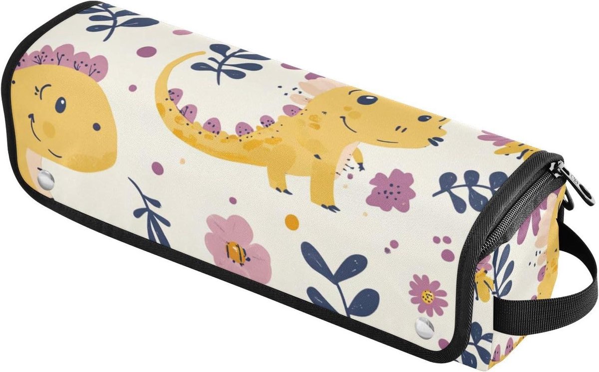 Reistas Haargereedschap - Opbergtas Organizer - Reizen en Thuis - Inclusief Hittebestendige Mat - N.v.t. - Cute Dino Beige Paars