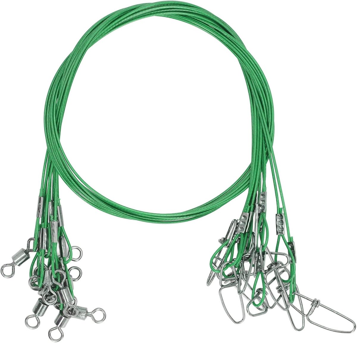 10st 50cm Visleiders, Vislijnleiders Stalen Leiders Voor Snoekvissen Vissen Wire Rigs Leaders Bijtvislijnleiders Met Wartels