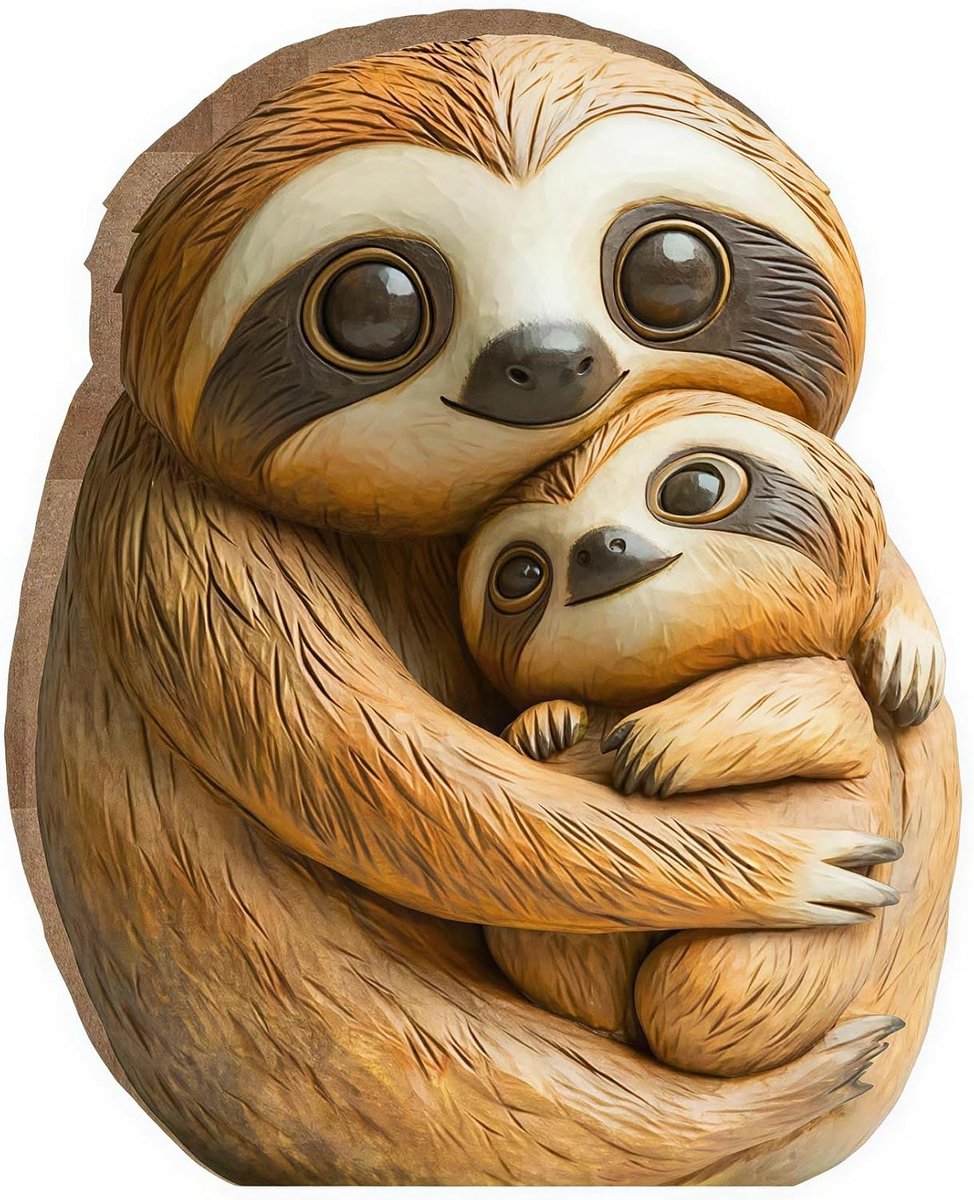 sculptuur decoratie geluksbrenger 2D houten sculptuur luiaard cadeau moeder dochter cadeau voor verjaardag decoratie woonkamer tuin emotionele ondersteuning fecofiguren thuis tafel decoratie