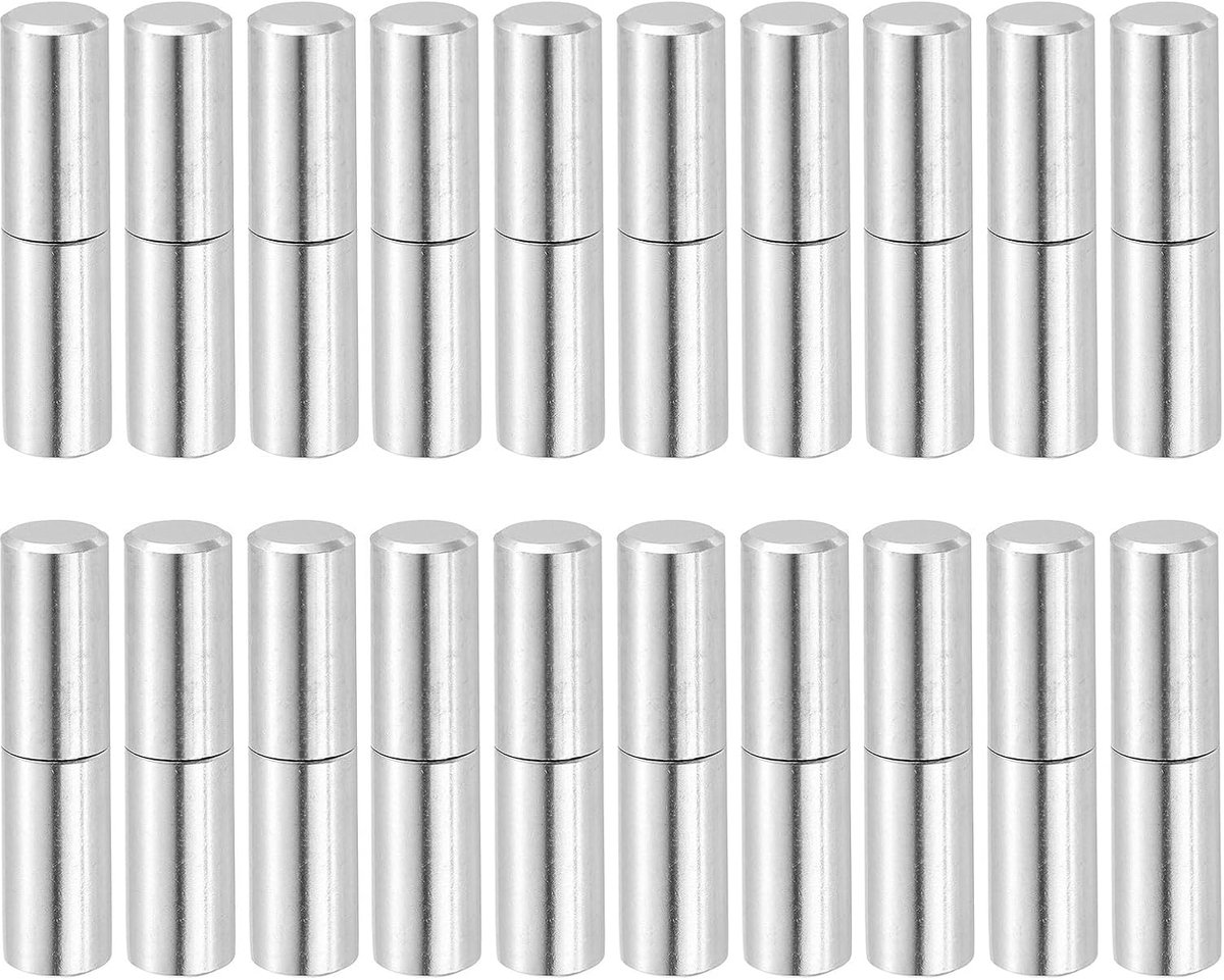 20 stuks 2 x 1/2 inch (l x b) roestvrijstalen lasbare afneembare vatscharnieren voor metalen deuren, draaideuren, aanhangerhellingen, zilver