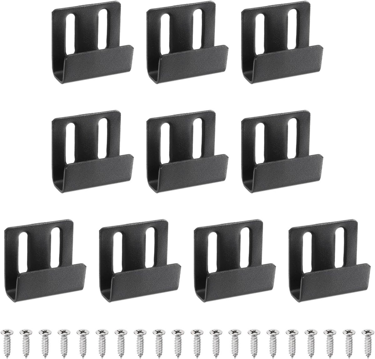 10 stuks haken voor tegels van roestvrij staal, verstelbare wandhouder, duurzaam, haken met schroeven voor spiegel, zwart, binnenbreedte 10 mm