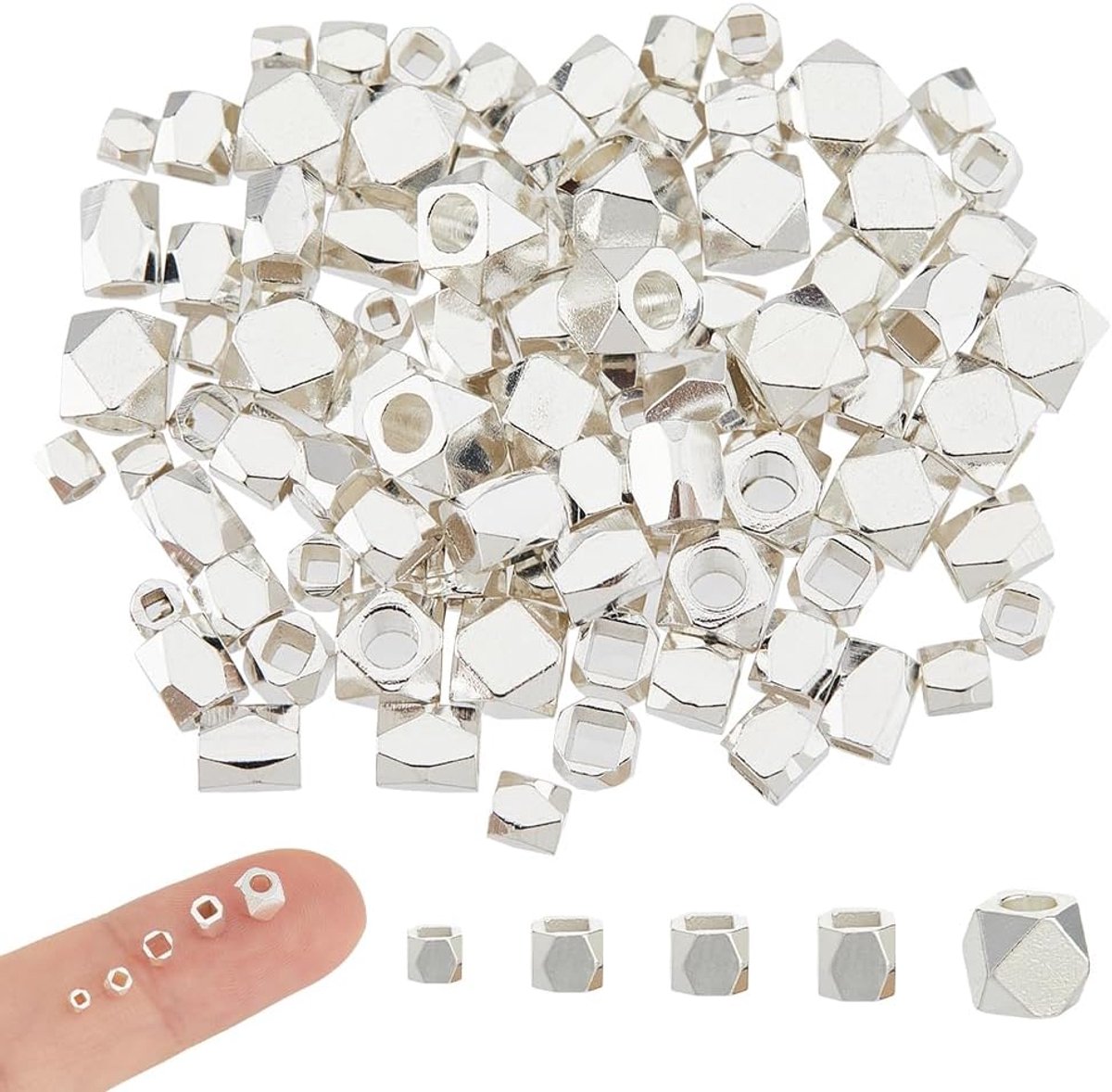 Kralen, 3 stijlen, 925 sterling zilver, geplateerde afstandskralen, gladde zuil, gefacetteerde messing, losse kralen voor sieraden, halskettingen, armbanden