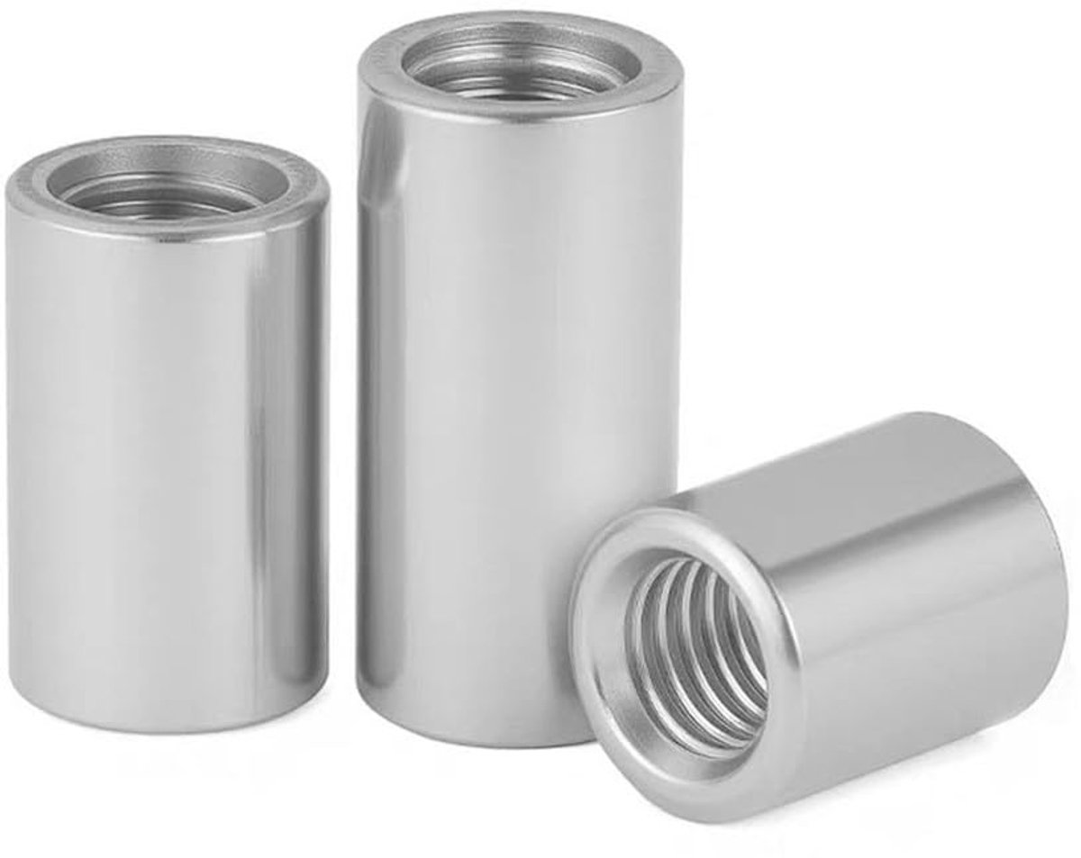 Verbindingsmoeren M5 x 8 mm - Roestvrij Staal 304 Koppelingsmoeren Ronde Schroefdraadmoffen Lange Moeren Connector, 5 stuks