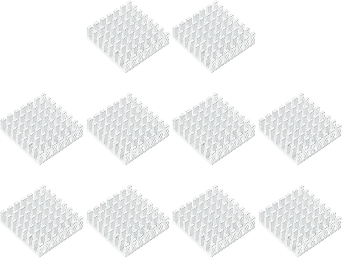 Sourcing map 10 stuks aluminium koellichaam kit, 28 x 28 x 8 mm mini VRM koellichaam voor het koelen van 3D-printers, stappenmotoren, led-geheugenchip