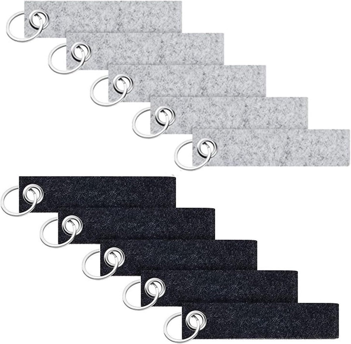 20 stuks sleutelhangers als cadeau, sleutelhanger van vilt, gepersonaliseerde sleutelhanger van vilt, auto sleutelhanger vilt, voor bagage, kist, riem, portemonnee, Grijs, 13 x 3 cm