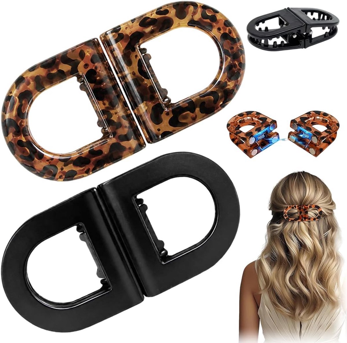 haarclips, set van 2 haarclips met magneet, sterke magnetische haarclips voor fijn haar, no-crease stylingclips voor dames