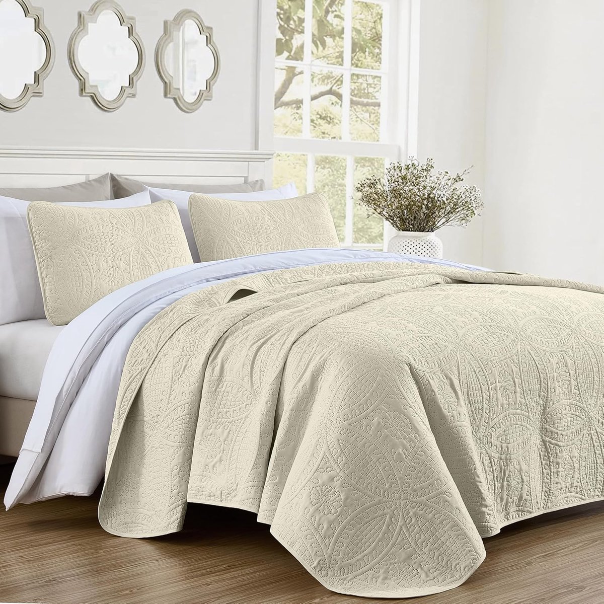 Collection Austin 3-delige oversized sprei sprei set (kingsize, ivoor), polyester