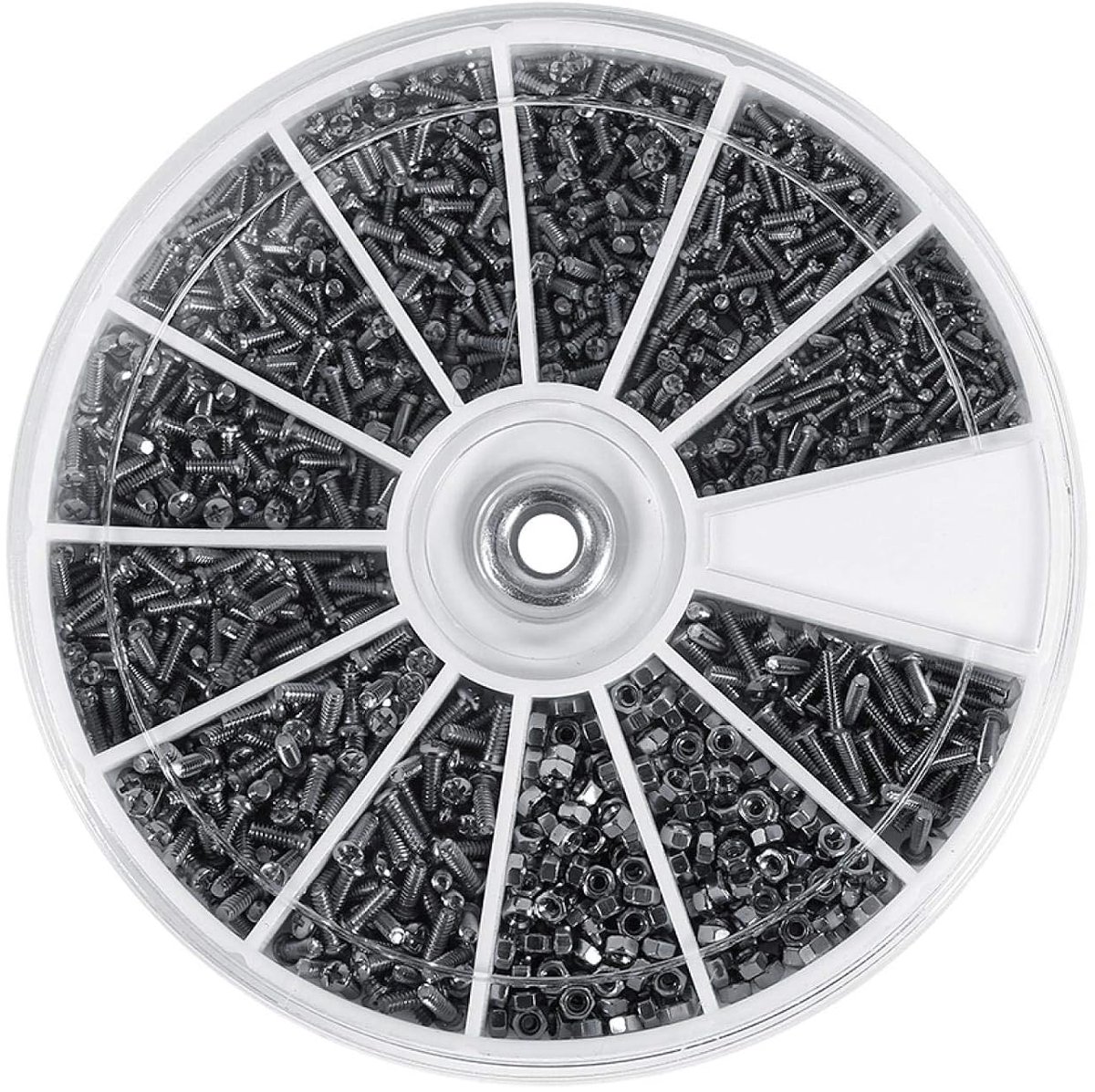 600 Stuks Roestvrijstalen Schroeven en Moeren met M1 M1.2 M1.4 M1.6 Schroefmoeren Assortimentsset, voor Horloges, Brillen, Elektronica of Andere Reparaties
