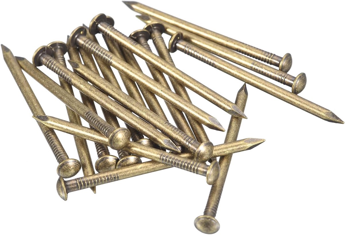 15 stuks kleine kleine nagels 2,8 x 50 mm (DxL) kleine messing nagels hardware ronde kop messing nagel voor hout doe-het-zelf projecten decoratieve dozen huishouden, brons tint