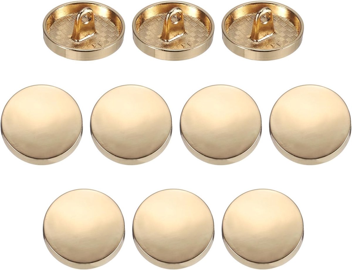 Knopen, 17 mm ronde metalen naakknop legering schakels vervangingsknop voor heren dames pak wollen jas hemd jas broek naaien handwerk, lichtgoud