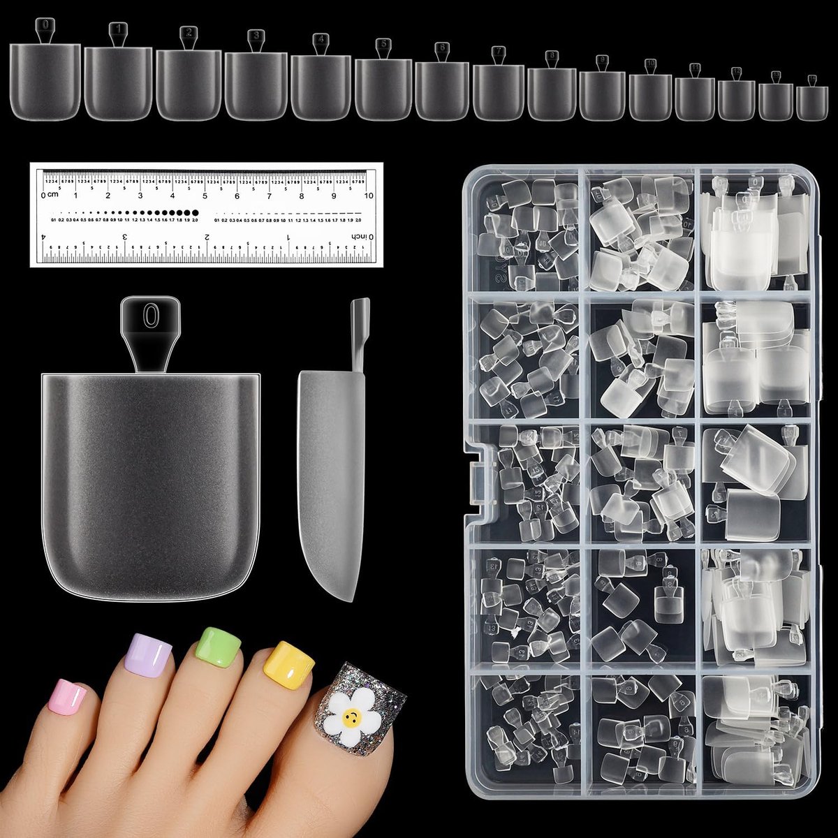 Kunst Teennagels 240 Stuks 15 Maten Zachte Gel Tips Volledige Dekking Teennagel Kunstnagels Teennagel Tips Duidelijke voor Beginners Nagelstudio - 020