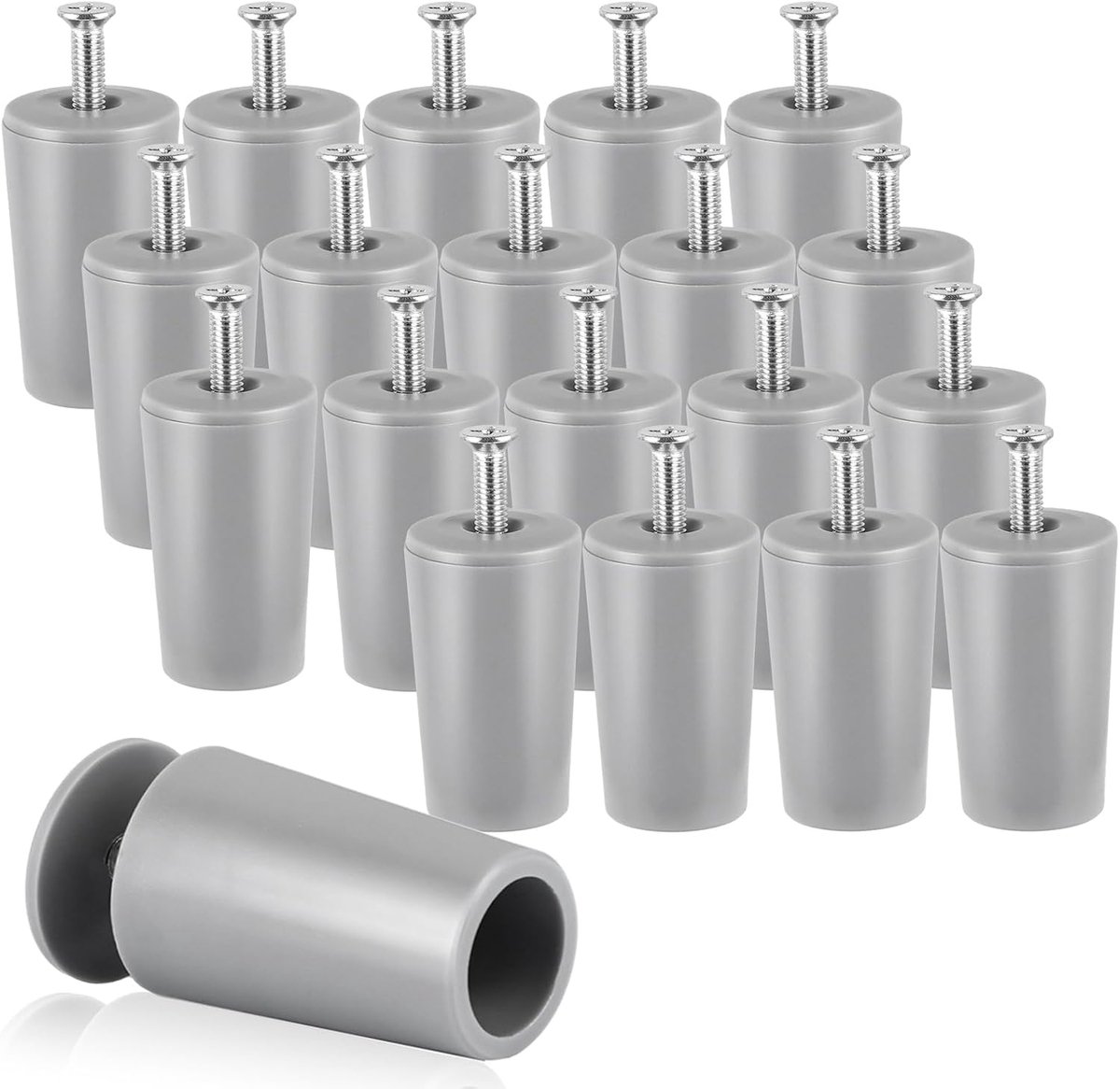 20 stuks aanslagbufferstoppers voor rolluiken, rolluikstoppers, grijs, 40 mm, aanslagstopper voor rolluiken, rolluikstoppers met sluitringen en schroeven, rolluikstopper