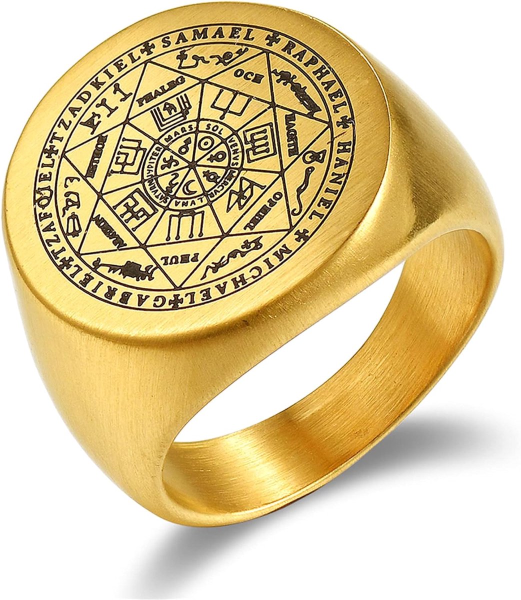 Herenring van roestvrij staal Vintage Seven Angel Ring Secret Star Rune