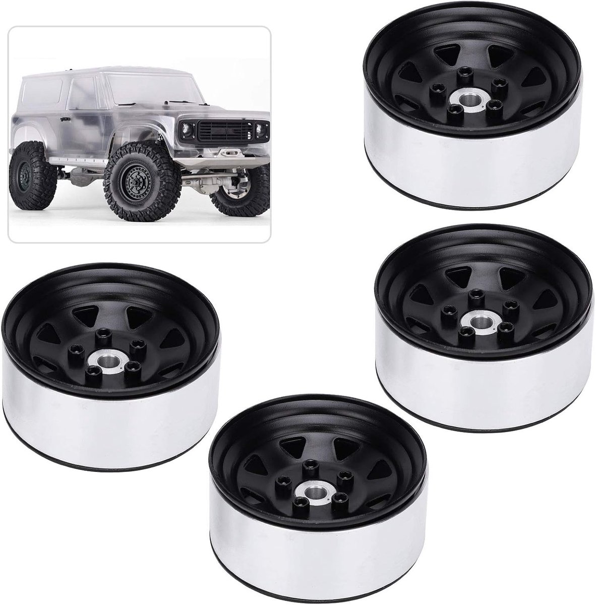 4-stuk 1.9 inch aluminium velg hubs voor 1/10 RC crawlers voor RC auto axiale 1/10 RC D90 SCX10 90046RC voertuigen(Zwart)