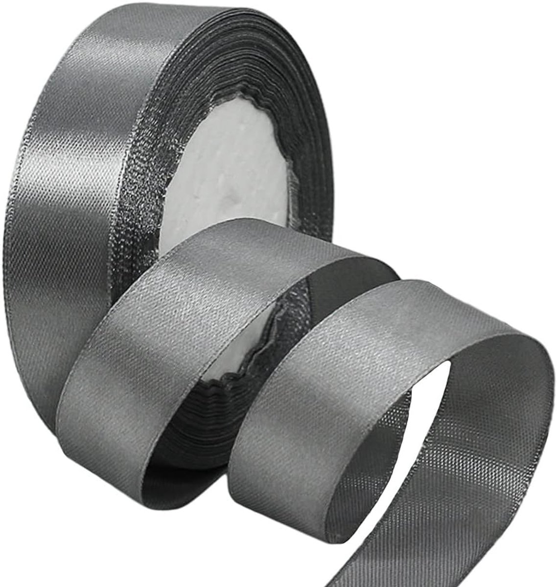 22m satijnen lint, cadeaulint, zilver, 25 mm breed, zijden lint, zilver, strikkenband, satijn decoratielint, geschenkverpakking, deco lint, stoffenlint voor Halloween, Kerstmis, bruiloft, doop