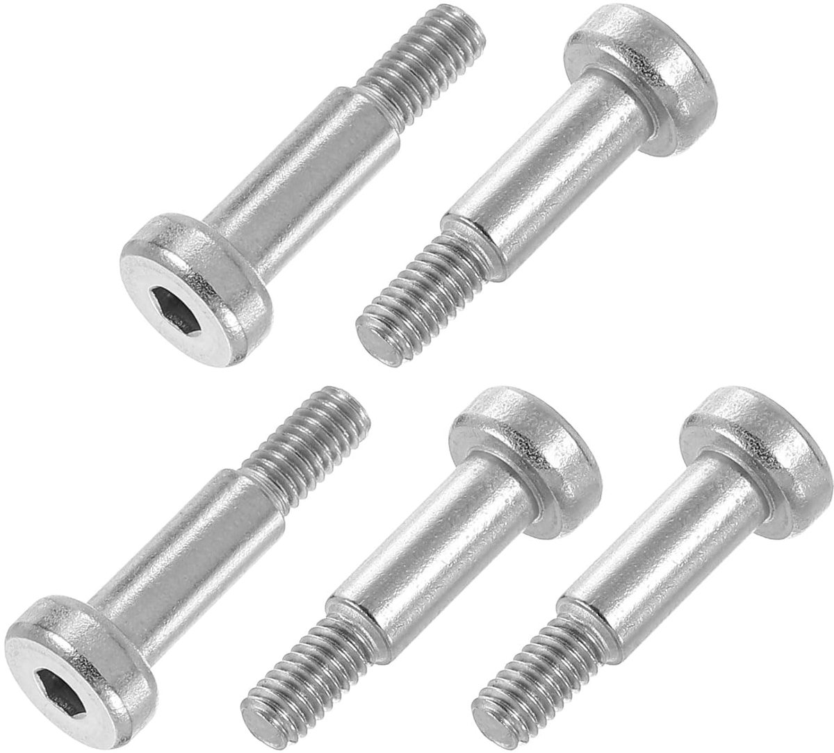 12 stuks 304 roestvrijstalen schouderbouten 5 mm schouderdiameter 12 mm schouderlengte M4 schroefdraad zeskant schouderbouten voor textiel-, hydraulische en spuitgietmachine-industrieën