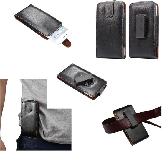 Lederen Leidinggevend Geval Riemclip Roterende 360º Magnetische Sluiting voor Tecno POP-6 Pro (2022) - Zwart — afbeelding 2
