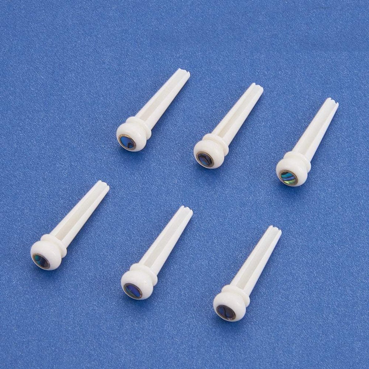 6 stks Witte Buffalo Bone Bridge Pins voor Akoestische Gitaar met Koperen Ring en Grote Pearl Shell Dot