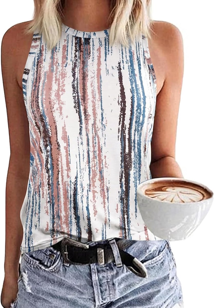 Dames ronde hals mouwloos lang vest tanktops zomer casual losse pasvorm basic shirts