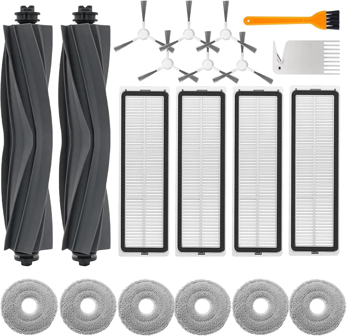 Reserveonderdelen voor Dreame L10s Ultra / L10 Ultra / L10 Prime/Gen 2/Xiaomi X20+/X10+, 2 hoofdborstel, 6 reservemop, 4 zijborstels, 6 HEPA-filters